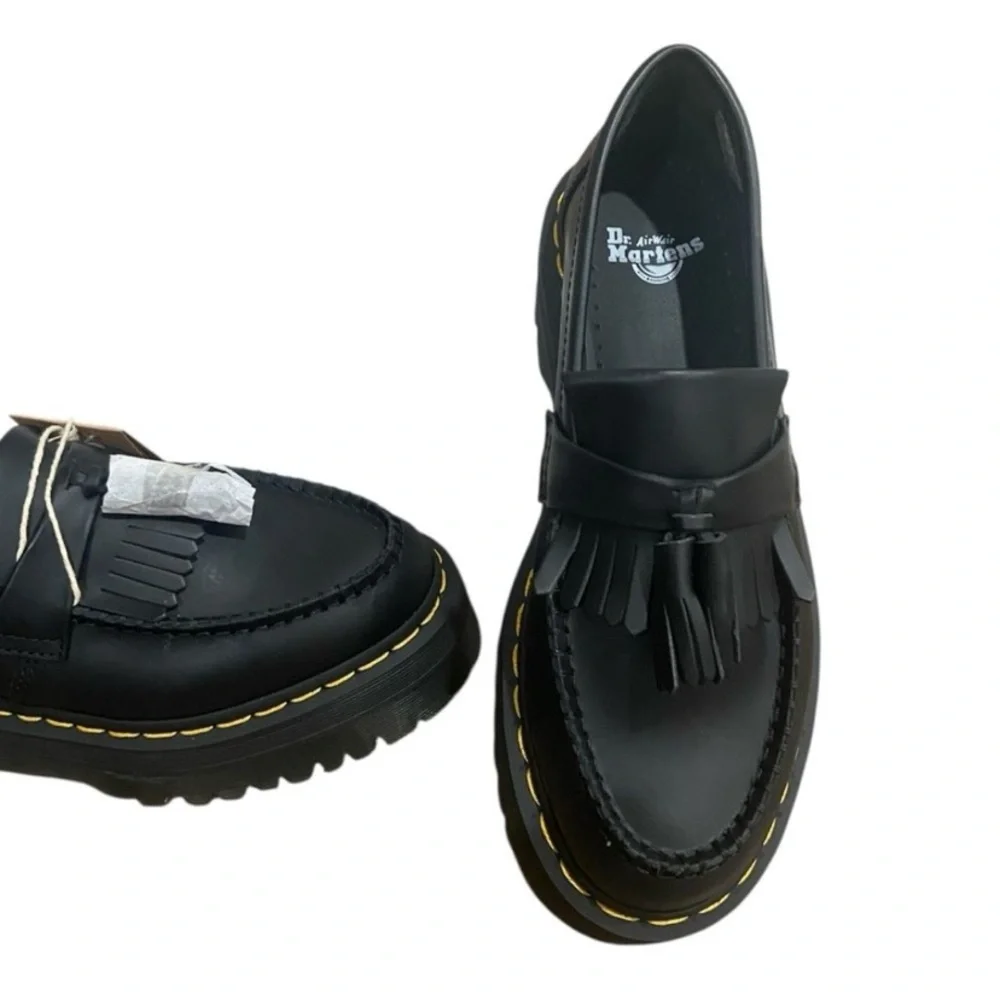 Dr. Martens air wair Black Platform Loafers Adrian quad slip ons Sz 7 New